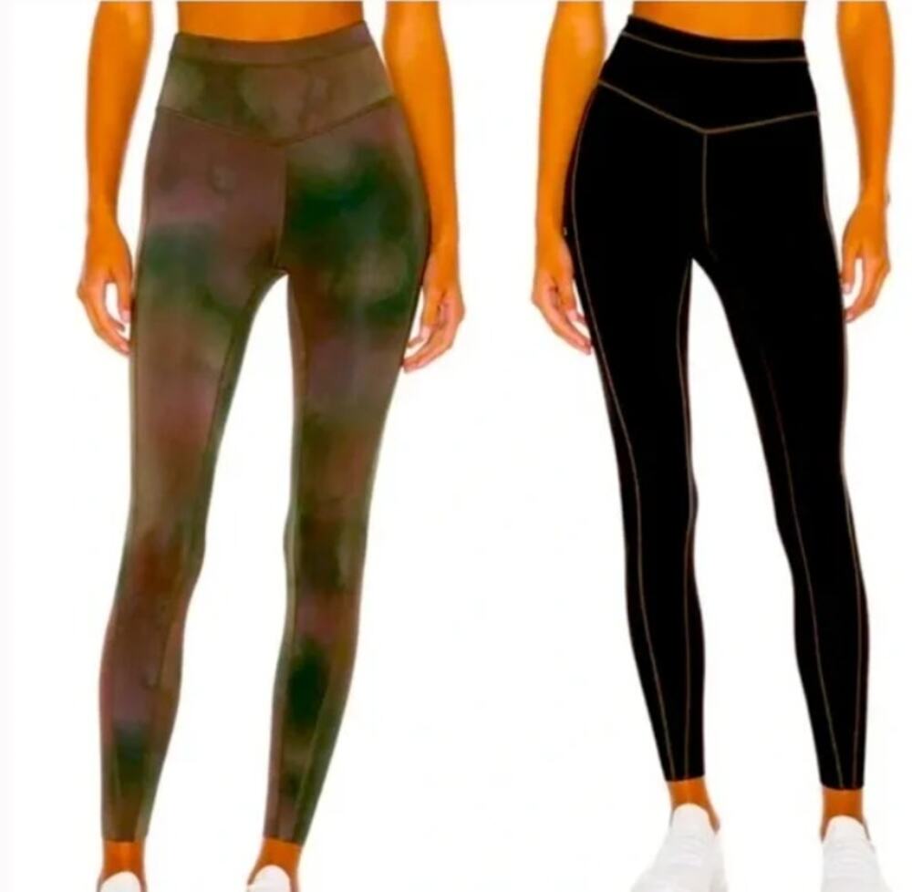 Free People Movement Beat The Heat Green Black Reversible Leggings Tights XS